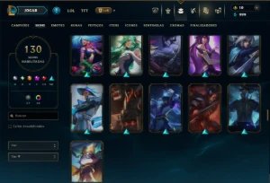 Unranked com 125 Champs e 130 Skins ( SUP / MID / JG ) - League of Legends LOL