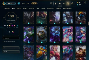 Unranked com 125 Champs e 130 Skins ( SUP / MID / JG ) - League of Legends LOL
