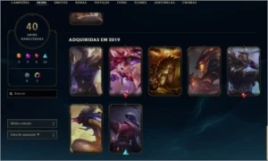 Vendo Plat IV 65 campeões 40 skins - League of Legends LOL