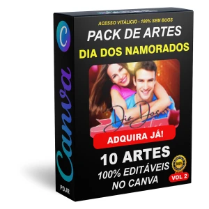 Pack Canva Dia dos Namorados Vol 2 - 10 Artes Editáveis - Serviços Digitais