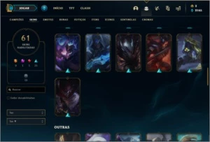 Conta bronze 2 com mais de 400 jogos, 61 skins e 82 champs - League of Legends LOL