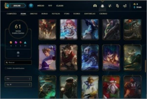 Conta bronze 2 com mais de 400 jogos, 61 skins e 82 champs - League of Legends LOL