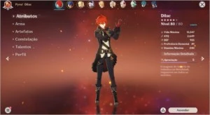 Conta Genshin Impact AR42 Diluc Qiqi LVL80