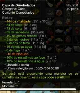 Set de sorte lvl 200 Full pvp server Blair, Dofus touch