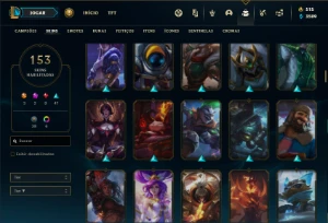Conta bronze 2 com TODOS os champs  e 153 Skins + 3 Ultimate - League of Legends LOL
