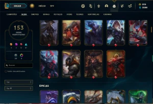 Conta bronze 2 com TODOS os champs  e 153 Skins + 3 Ultimate - League of Legends LOL