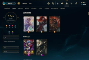 Conta bronze 2 com TODOS os champs  e 153 Skins + 3 Ultimate - League of Legends LOL