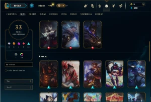 Diamante 3 com 60 Champs e 33 Skins - League of Legends LOL