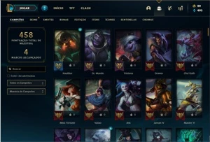 Conta Ferro 1 com 143 Champs e 135 Skins + 3 Miticas - League of Legends LOL