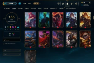 Platina 4 com TODOS os Champs e 163 Skins ( ADC / SUP / JG ) - League of Legends LOL