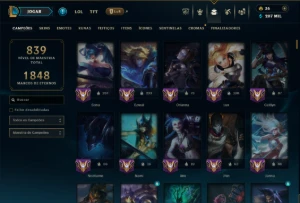 Platina 4 com TODOS os Champs e 163 Skins ( ADC / SUP / JG ) - League of Legends LOL