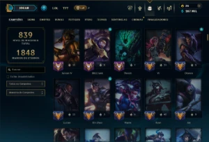 Platina 4 com TODOS os Champs e 163 Skins ( ADC / SUP / JG ) - League of Legends LOL