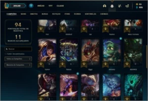 Conta platina 3 barata com 39 champs e 11 skins - League of Legends LOL
