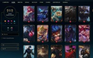 Conta Ouro/Plat 212 Skins - League of Legends LOL