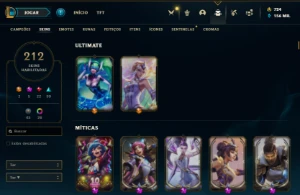 Conta Ouro/Plat 212 Skins - League of Legends LOL