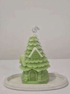 Vela Natalina Decorativa Árvore com Casa - Aromas - Artesanato e Personalizados