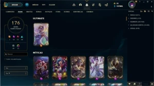Conta lol lv alto com skins prestigio, muitos emotes e icone - League of Legends