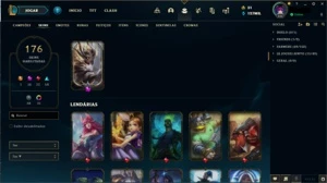 Conta lol lv alto com skins prestigio, muitos emotes e icone - League of Legends