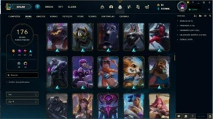 Conta lol lv alto com skins prestigio, muitos emotes e icone - League of Legends