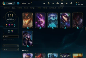Conta Unranked com TODOS os champs e 143 Skins + Icones raro - League of Legends LOL
