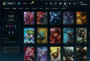 Conta Unranked com TODOS os champs e 143 Skins + Icones raro - League of Legends LOL