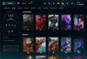 Conta Unranked com TODOS os champs e 143 Skins + Icones raro - League of Legends LOL