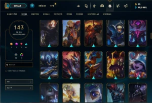 Conta Unranked com TODOS os champs e 143 Skins + Icones raro - League of Legends LOL