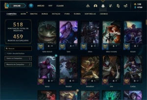 Conta bronze 1 com TODOS os champs e 130 Skins + 2 Prestigio - League of Legends LOL