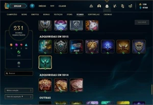 Conta bronze 1 com TODOS os champs e 130 Skins + 2 Prestigio - League of Legends LOL
