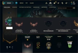 Conta bronze 1 com TODOS os champs e 130 Skins + 2 Prestigio - League of Legends LOL