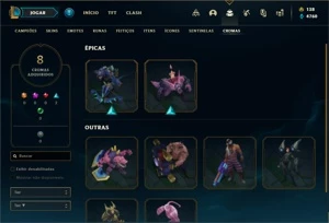 Conta bronze 1 com TODOS os champs e 130 Skins + 2 Prestigio - League of Legends LOL