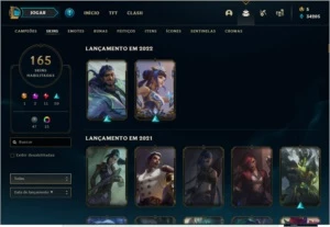 Conta com 165 skins, prestigios e muito mais - League of Legends LOL
