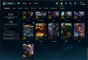 Conta Unranked com 46 Champs e 25 Skins + 2 Fragmentos - League of Legends LOL