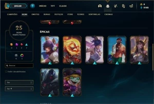 Conta Unranked com 46 Champs e 25 Skins + 2 Fragmentos - League of Legends LOL