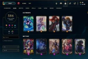 Ferro 2 com TODOS os champs e 386 Skins + 74 Cromas - League of Legends LOL