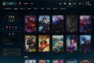 Ferro 2 com TODOS os champs e 386 Skins + 74 Cromas - League of Legends LOL