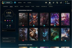 Conta Platina (III) 50k Essência, 140 Skins, 281 Ícones - League of Legends LOL