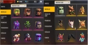 CONTA COMPLETAÇA>PASSE>MUITOS EMOTES>SKINS>PERSONAGENS ETC - Free Fire