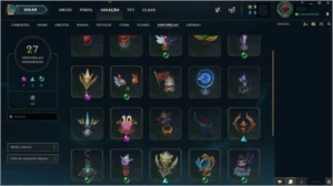 Conta com nick raro de champion, 344 skins, s9 diamante 4 - League of Legends LOL