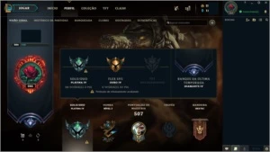 Conta com nick raro de champion, 344 skins, s9 diamante 4 - League of Legends LOL