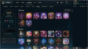 Conta com nick raro de champion, 344 skins, s9 diamante 4 - League of Legends LOL