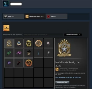 CSGO Prime, 5 Medalhas, 285 Jogos e Steam Level 20. - Counter Strike