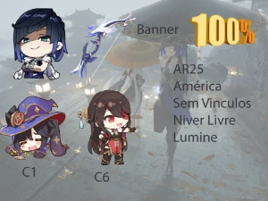 AR25 - Yelan + BIS + Mona C1 + Beidou C6 + Banner garantido - Genshin Impact