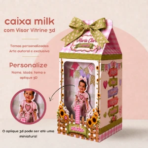 Caixa Milk com Visor Vitrine Personalizada - Artesanato e Personalizados
