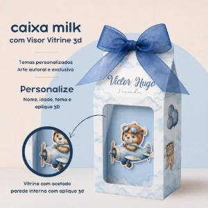 Caixa Milk com Visor Vitrine Personalizada - Artesanato e Personalizados
