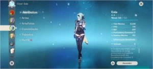 Conta genshin impact // Eula, Keqing, Jean e Diluc
