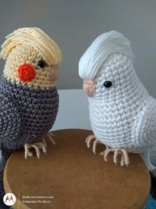 Amigurumi Calopsita Branca - Artesanato e Personalizados