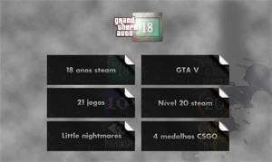 Steam Level 20, 21 Jogos, 18 anos de steam, GTA V