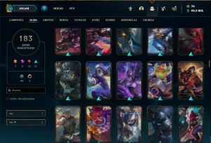 Conta ouro 3 com TODOS os champs e 182 Skins + 750 RP - League of Legends LOL