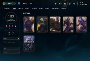 Conta ouro 3 com TODOS os champs e 182 Skins + 750 RP - League of Legends LOL